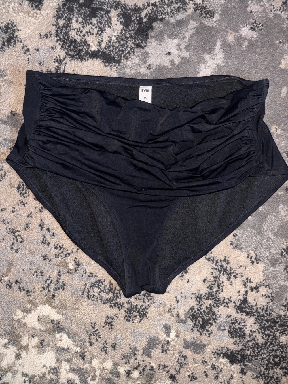 EVRI Black High-Waist Ruched Bikini Bottoms
